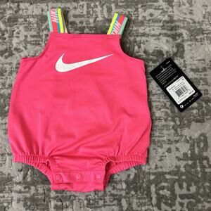 NIKE DRI-FIT BABY GIRLS 1Pc Swimsuit with Rainbow Taping straps Pink - 3 M